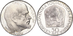 Czechoslovakia 50 Korun 1970 Proof
KM# 70, N# 20188; Silver., Proof; 100 Years - Birth of Lenin; Mintage 6200 pcs.