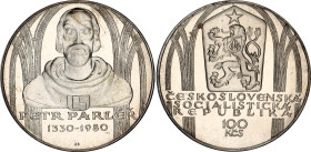 Czechoslovakia 100 Korun 1980 Proof
KM# 100, N# 20220; Silver., Proof; 650 Years - Birth of Petr Parléř; Mintage 9000 pcs; In original sealed box