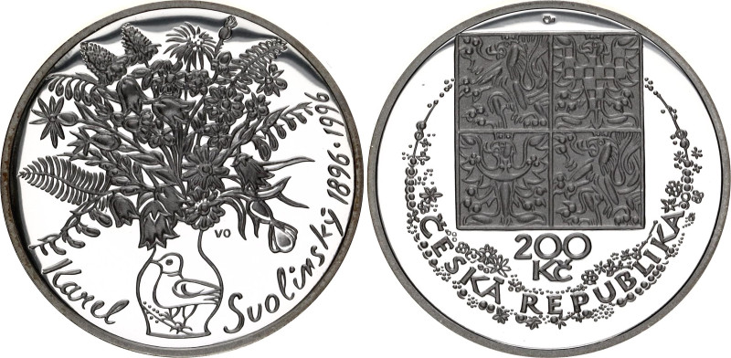 Czech Republic 200 Korun 1996 Proof
KM# 23, N# 30227; Silver., Proof; 100th Ann...