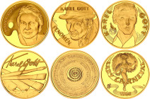 Czech Republic Set of 3 Gold Medals "Karel Gott" 2018 - 2019
Each Medal: Gold (.999) 15.56 g., 28 mm., Proof; Intersting Set of 3 numbered gold medal...