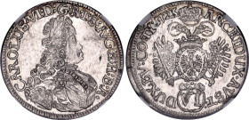 Austria 6 Kreuzer 1723 NGC MS 61
KM# 1569, Her# 656-666, N# 72111; Silver; Karl VI; Hall Mint.; With full mint luster