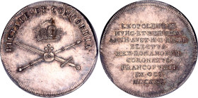 Austria Medal Coronation of Leopold II 1790 PCGS SP 62
Julius#2882; Silver; Unique Medal Condition