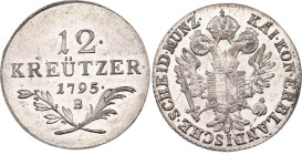 Austria 12 Kreuzer 1795 B
KM# 2137, N# 18040; Silver; Franz II; AUNC/UNC, weak strike, with minor hairlines and mint luster