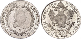Austria 20 Kreuzer 1809 C
KM# 2141, N# 18835; Silver; Francis I of Austria; UNC