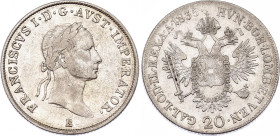 Austria 20 Kreuzer 1835 E
KM# 2147, N# 14712; Silver; Francis I of Austria; XF