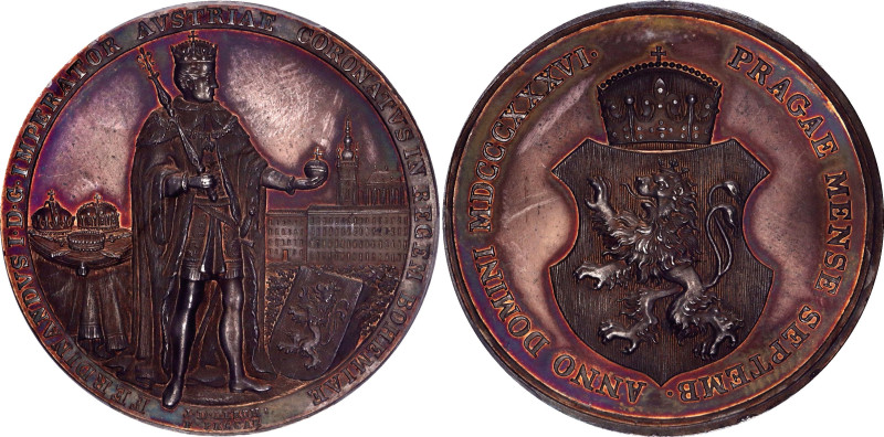 Austria Silver Medal "Coronation of Bohemian King in Prague" 1836 MDCCCXXXVI Spe...