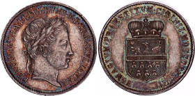 Austria Silver Token "Homage in Sibiu - Transylvania" 1837
Novák XVIII-E-2b, Frühwald VI. 2c; Silver 5.49 g., 20 mm.; Ferdinand V.; AUNC/UNC with nic...