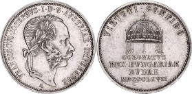 Austria Silver Token "Coronation of Hungarian King in Buda" 1867 A
Novák V-XIX-B-3b, Horsky 3794; Silver 5.47 g., 23.5 mm.; Franz Joseph I Coronation...