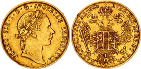 Austria Dukat 1855 A
KM# 2263, N# 33653; Gold (.986) 3.45 g.; AUNC Edge rick