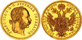 Austria Dukat 1878
KM# 2267, N# 26247; Gold (.986) 3.49 g.; UNC Luster