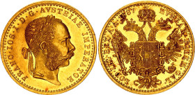 Austria Dukat 1887
KM# 2267, N# 26247; Gold (.986) 3.49 g.; UNC Luster