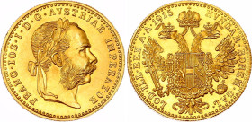 Austria Dukat 1915 Restrike
KM# 2267, N# 26247; Gold (.986) 3.48 g; Franz Joseph I; UNC