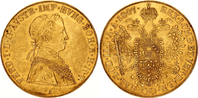 Austria 4 Dukat 1847 A
KM# 2270, N# 33648; Gold (.986) 13.97 g.; Franz Joseph I...