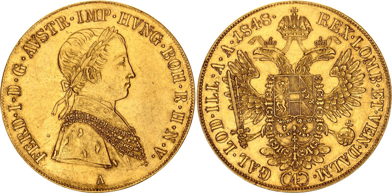 Austria 4 Dukat 1848 A
KM# 2270, N# 33648; Gold (.986) 13.97 g.; Franz Joseph I...