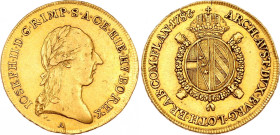 Austrian Netherlands 1/2 Souveirain 1786 A
KM# 35, N# 83298; Gold (.919) 5.5 g.; Joseph II; XF