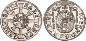 Austrian States Salzburg Kreuzer 1705
KM# 248; Silver; Johann Ernst von Thun, 1687-1709; UNC, outstanding condition