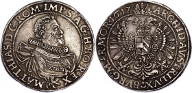 Bohemia 1 Taler 1617
KM# 161, Dav ECT# 3061, N# 93745; Silver; Matthias II; Prague Mint.; XF+