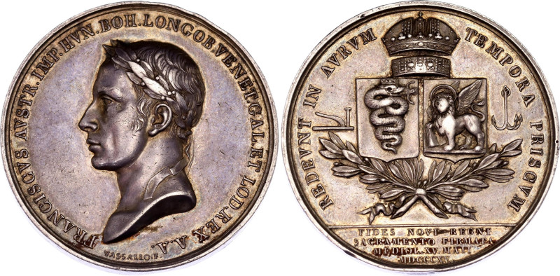 Austrian States Lombardy-Venetia Francesco I Coronation Silver Medal 1815
Turri...