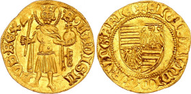 Hungary Goldgulden 1392 - 1392 (ND) Buda
Huszár 572, Pohl D1-3, Lengyel 17/3; Gold (.900) 3,52g.; Sigismund of Luxembourg; XF.