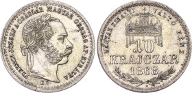 Hungary 10 Krajczar 1868 KB
KM# 443, EH# 1476, N# 27110; Silver; Franz Joseph I. Kremnitz Mint.; UNC, mint luster, rare condition