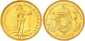 Hungary 10 Korona 1907 KB
KM# 485, N# 10813; Gold (.900) 3.38 g., 19 mm.; Franz Joseph I; AU-UNC, mint luster