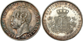German States Anhalt-Dessau Vereinsthaler 1863 A PROOF
Silver; Leopold Friedrich, 1817-1871; Proof with tiny hairlines, multicolor patina