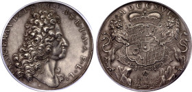 German States Bavaria 1 Schautaler 1716 MDCCXVI PCGS MS61
Forster# 799; Wittelsbach 1595; Silver 27.30 g.; Maximilian II Emanuel; Stamp by P. H. Müll...