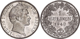 German States Bavaria 1 Gulden 1840
KM# 788, N# 15420; Silver; Ludwig I; UNC, With minor hairline