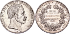 German States Schaumburg-Lippe 2 Vereinsthaler 1857
KM# 38, N# 32839; Silver; 50th Anniversary of the Reign of Prince Georg Wilhelm; Mintage 2000 pcs...