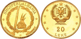 Albania 20 Leke 1968
KM# 51.2, N# 33927; Gold (.900) 3.95 g., Proof; 500th Anniversary of Skanderbeg's Death - Skanderbeg's Helmet