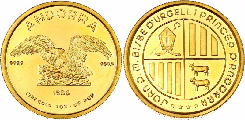 Andorra 1 Ounce 1988 Medallic Bullion Coinage
X# 16, N# 22081; Gold (.999) 31.1...