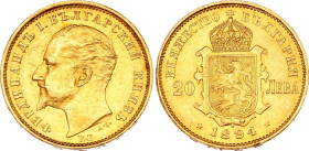 Bulgaria 20 Leva 1894 KB
KM# 20, Fr# 3, N# 49771; Gold (.900) 6.45 g.; Ferdinand I; AUNC+, mint luster