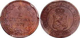 Bulgaria 1 Stotinka 1912 PCGS MS65 BN
KM# 22.2, N# 12339; Bronze; Ferdinand I; With nice toning