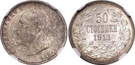 Bulgaria 50 Stotinki 1913 NGC MS 64
KM# 30, N# 12341; Silver; Ferdinand I; With full mint luster