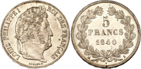 France 5 Francs 1840 B
KM# 749.2, F# 324, N# 3653; Silver; Louis Philippe I; Rouen Mint; UNC Luster
