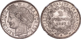 France 2 Francs 1887 A NGC MS 64
KM# 817.1, N# 1178; Silver