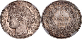 France 1 Franc 1888 A NGC MS 64+
KM# 822, N# 1173; Silver