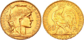 France 20 Francs 1906 A
KM# 847, F# 534/11, N# 7022; Gold (.900) 6,45g.; XF-AUNC.