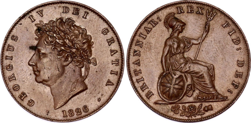 Great Britain 1/2 Penny 1826
KM# 692, N# 13187; Copper; George IV; AUNC