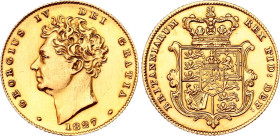 Great Britain 1/2 Sovereign 1827
KM# 700, N# 23726; Gold (.917) 3.96 g 19 mm.; George IV; UNC, cleaned