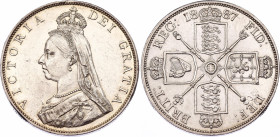 Great Britain 2 Florin 1887
KM# 763, N# 11098; Silver; Victoria; 'Double Florin'; UNC.