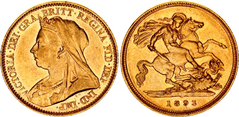 Great Britain 1/2 Sovereign 1893
KM# 784, N# 13219; Gold (.916), 3.99 g.; Victo...