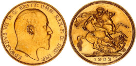Great Britain 1 Sovereign 1902 Matte Proof
KM# 805, Sp# 3969; Gold (.916), 7.99 g.; Edward VII. Mintage 8066.; Matte Proof, UNC