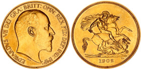 Great Britain 5 Pounds 1902 Matte Proof
KM# 807, Sp# 3965; Gold (.916), 31.98 g.; Edward VII. Mintage 8066.; Matte Proof, UNC