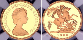 Great Britain 1/2 Sovereign 1980 NGC PF 69 ULTRA CAMEO
KM# 922, Sp# SB1, N# 13361; Gold (.917) 3.99 g., Proof; Elizabeth II; Llantrisant Mint
