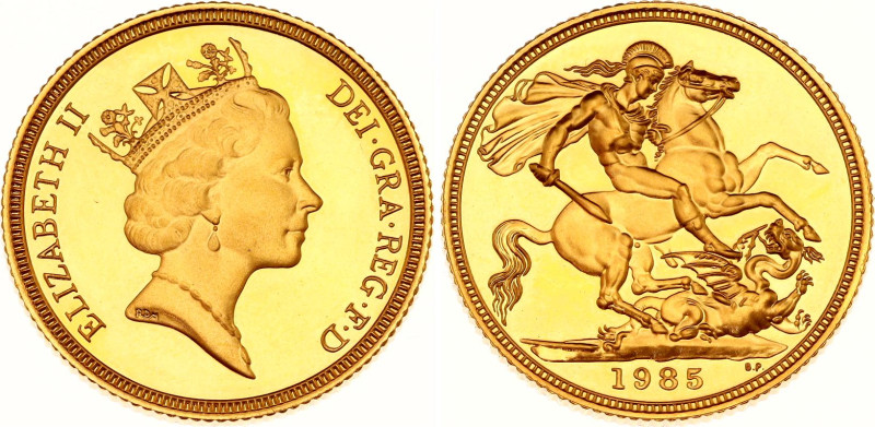 Great Britain 1 Sovereign 1985
KM# 943, Sp# SC2, N# 14393; Gold (.917) 7.98 g.,...