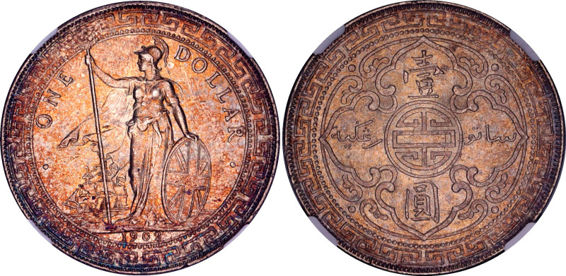 Great Britain Trade Dollar 1902 B NGC MS 62
KM# T5, N# 8472; Silver; Bombay Min...
