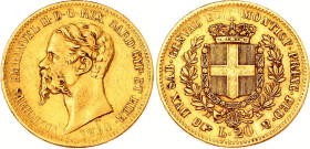 Italian States Sardinia 20 Lire 1860 B
KM# 146.1, Fr# 1146, C# 126.2, N# 3660; Gold (.900) 6.45 g.; Vittorio Emanuele II; Torino Mint; VF-XF