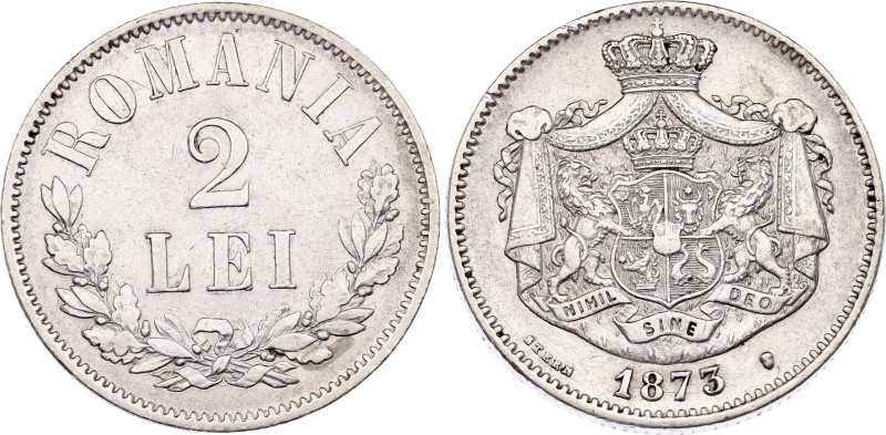 Romania 2 Lei 1873
KM# 8, N# 24463; Silver; XF+