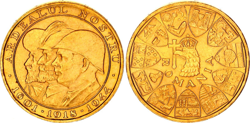 Romania 20 Lei 1944 Medallic Coinage
X# M13, N# 54200; Gold (.900) 6.55 g.; Mih...